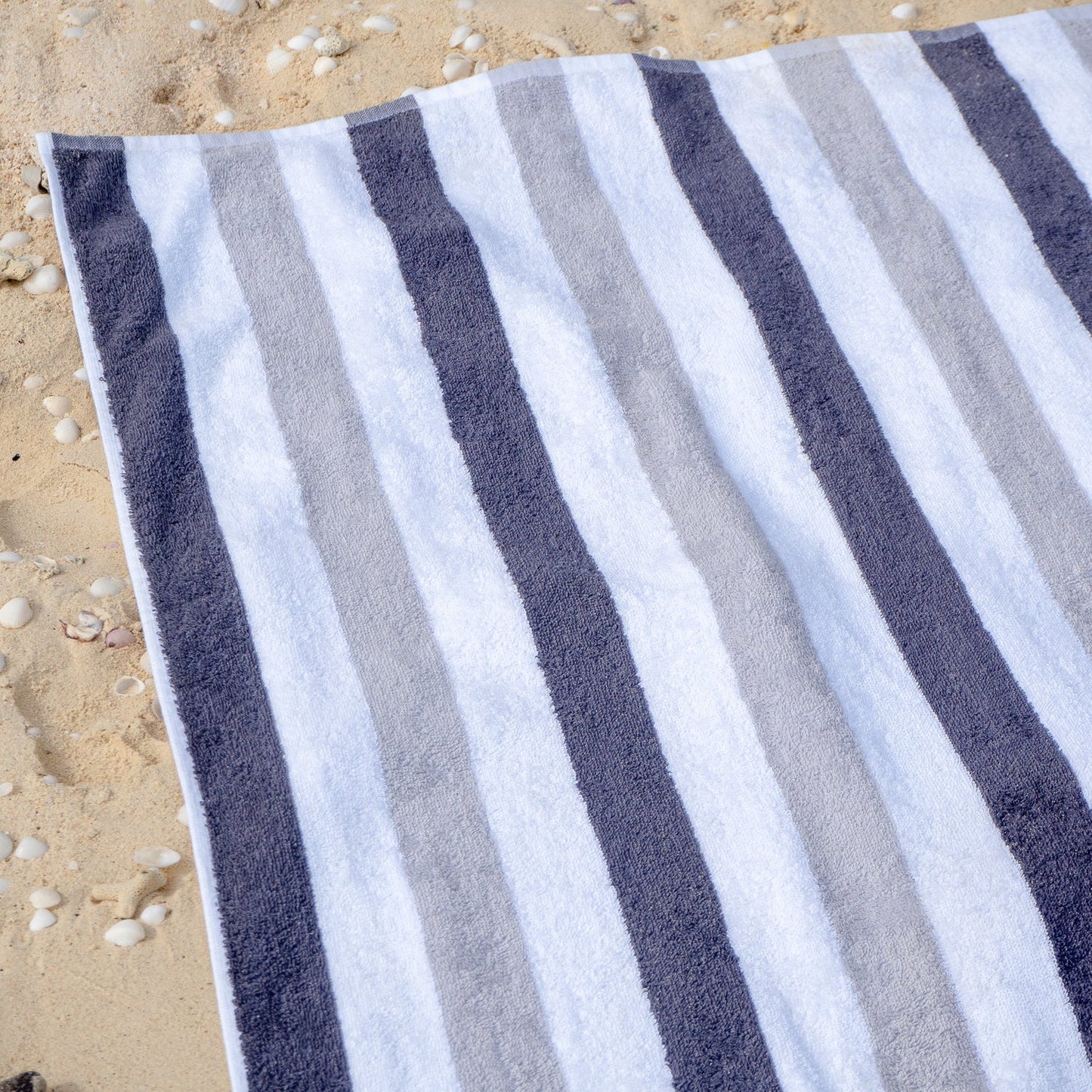 Hospeco® Cabo Cabana Beach Towel 30x70 Black/Grey, 4/Pack (CABOCABANA-BK/GY)