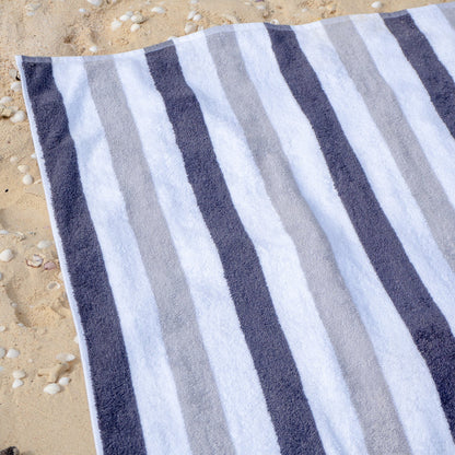 Hospeco® Cabo Cabana Beach Towel 30x70 Black/Grey, 24/Case (HOSCABOCABANA-BK-GY-CS)