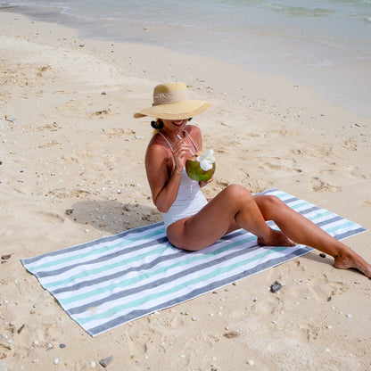 Hospeco® Cabo Cabana Beach Towel 30x70 Grey/Green, 24/Case (HOSCABOCABANA-GY-GR-CS)