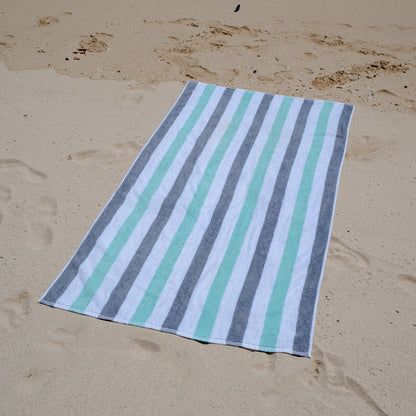 Hospeco® Cabo Cabana Beach Towel 30x70 Grey/Green, 4/Pack (CABOCABANA-GY/GR)