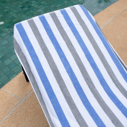 Hospeco® Cabo Cabana Beach Towel 30x70 Grey/Navy, 24/Case (HOSCABOCABANA-GY-NV-CS)