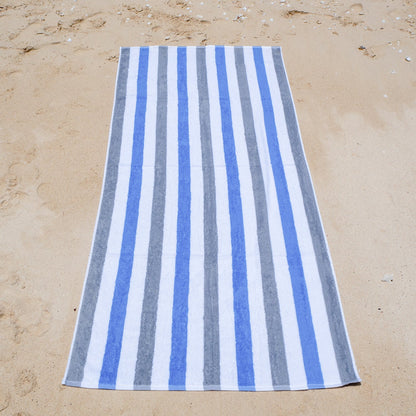 Hospeco® Cabo Cabana Beach Towel 30x70 Grey/Navy, 24/Case (HOSCABOCABANA-GY-NV-CS)