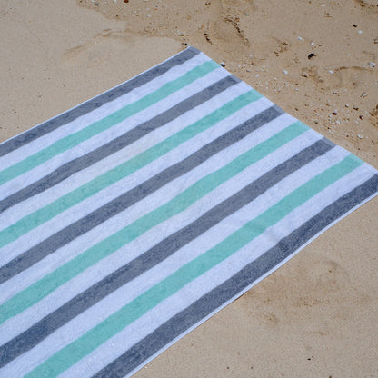 Hospeco® Cabo Cabana Beach Towel 30x70 Grey/Green, 24/Case (HOSCABOCABANA-GY-GR-CS)