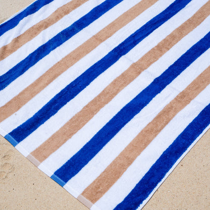 Hospeco® Cabo Cabana Beach Towel 30x70 Navy/Beige, 4/Pack (CABOCABANA-NV/BG)