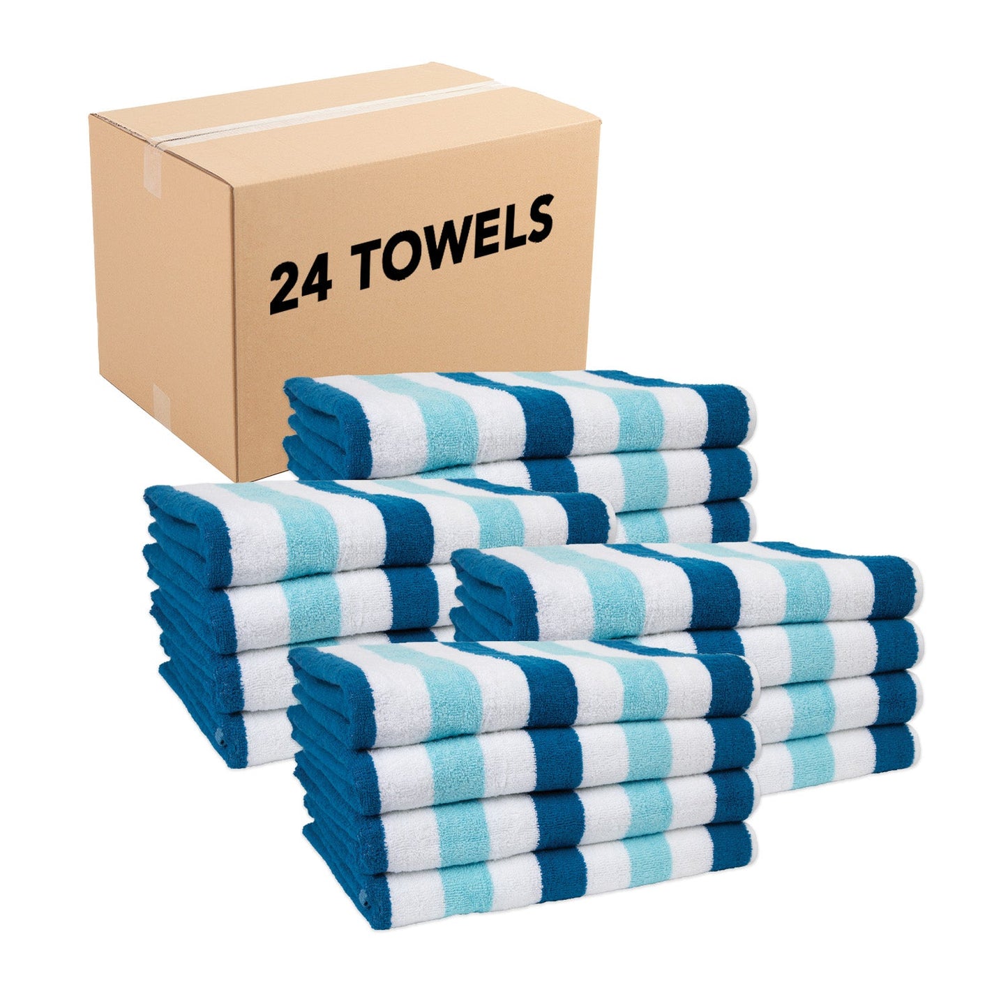Hospeco® Cabo Cabana Beach Towel 30x70 Navy/Blue, 4/Pack (CABOCABANA-NV/BL)
