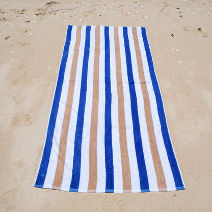 Hospeco® Cabo Cabana Beach Towel 30x70 Navy/Beige, 24/Case (HOSCABOCABANA-NV-BG-CS)