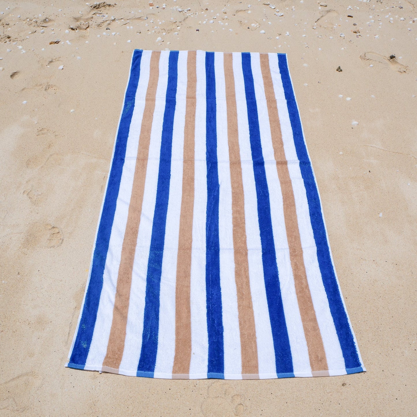 Hospeco® Cabo Cabana Beach Towel 30x70 Navy/Beige, 4/Pack (CABOCABANA-NV/BG)