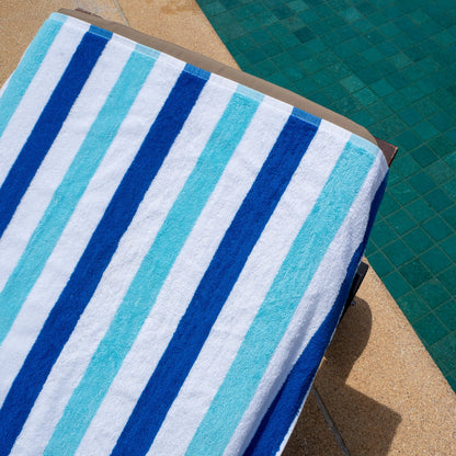 Hospeco® Cabo Cabana Beach Towel 30x70 Navy/Blue, 4/Pack (CABOCABANA-NV/BL)