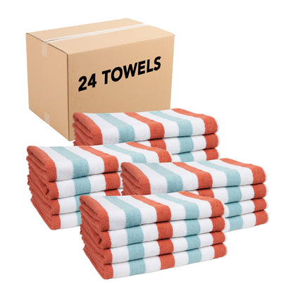 Hospeco® Cabo Cabana Beach Towel 30x70 Orange/Blue, 4/Pack (CABOCABANA-OR/BL)