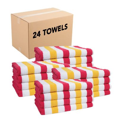 Hospeco® Cabo Cabana Beach Towel 30x70 Red/Yellow, 4/Pack (CABOCABANA-RD/YL)