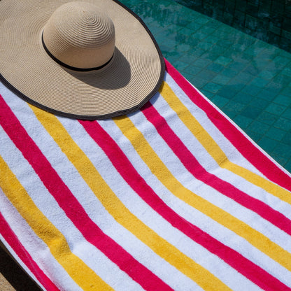 Hospeco® Cabo Cabana Beach Towel 30x70 Red/Yellow, 4/Pack (CABOCABANA-RD/YL)