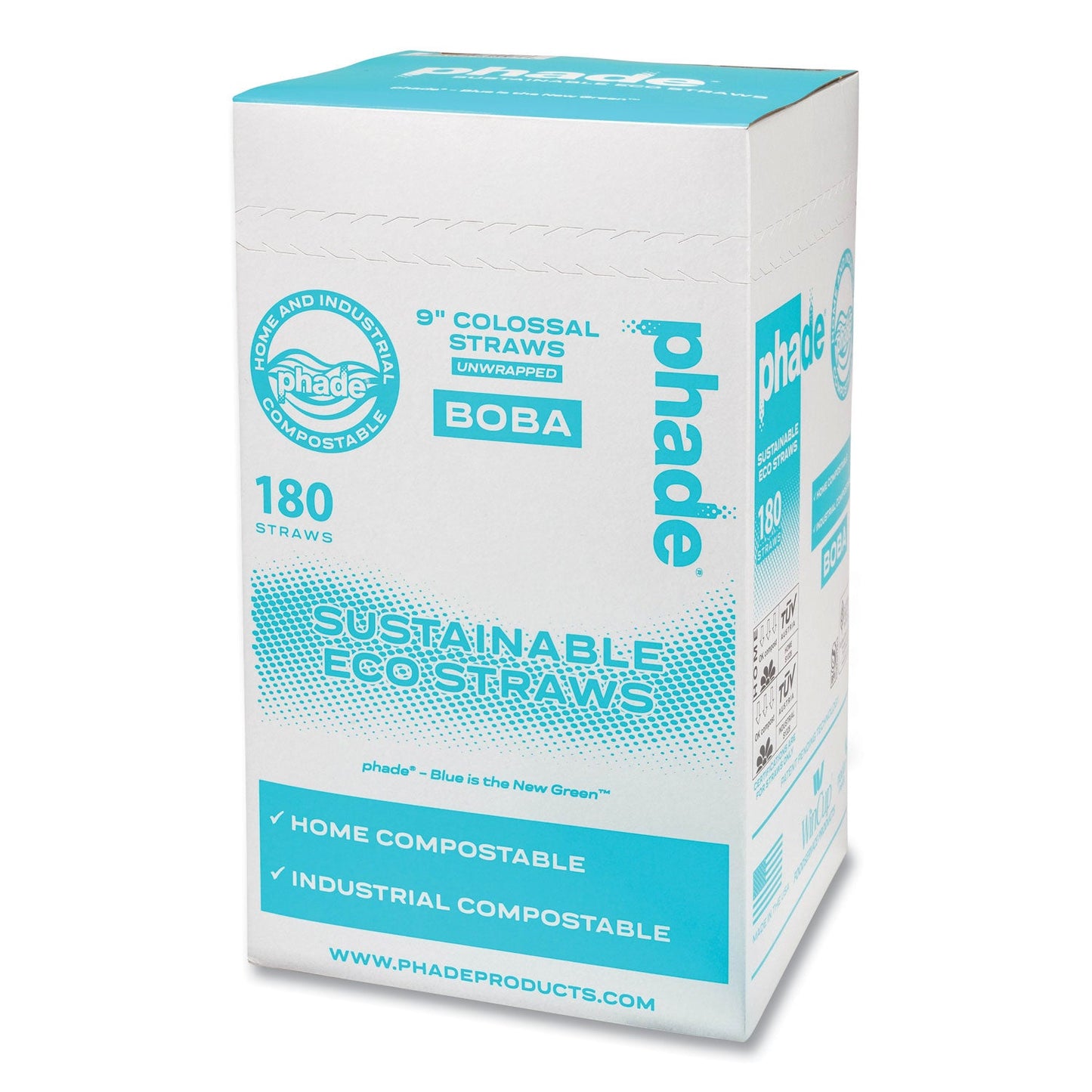 phade Marine Biodegradable Straws, Boba Straws, 9", Ocean Blue, 720/Carton (CAR511207)
