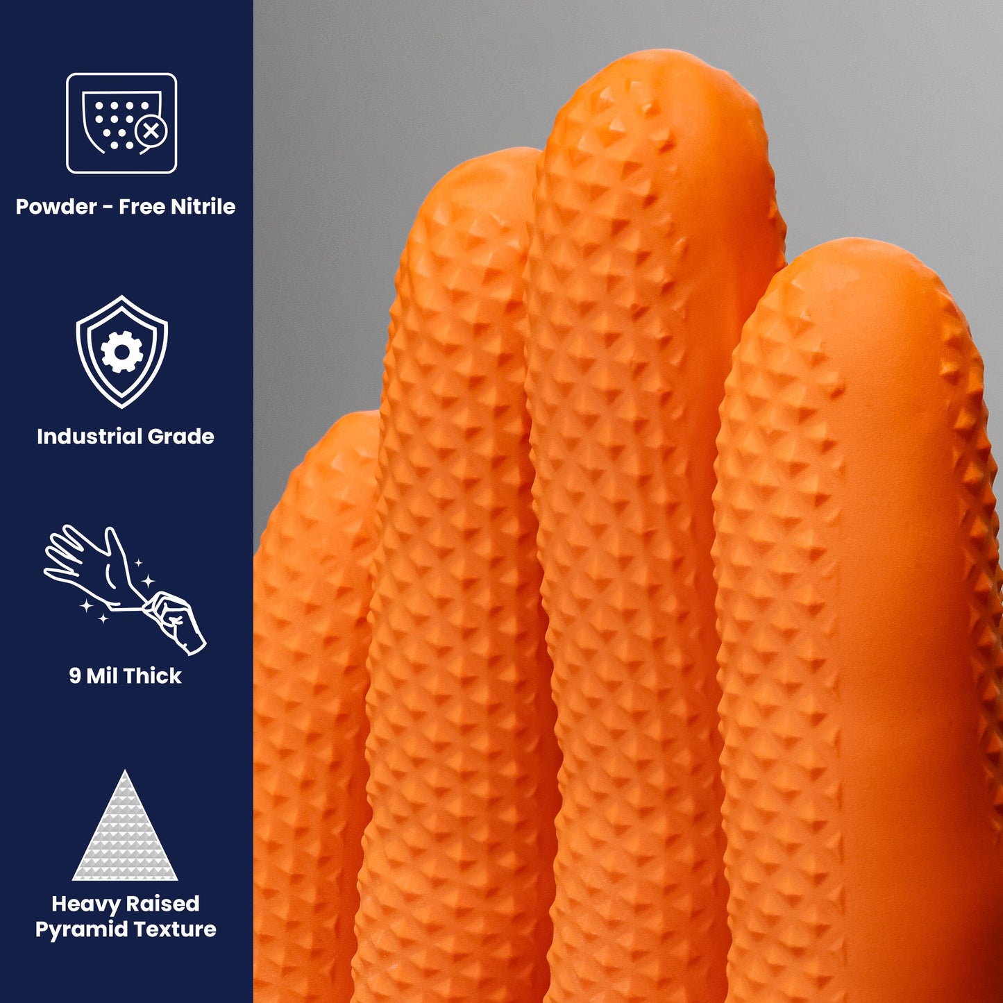 Safety Zone® Nitrile Powder Free 9 mil Textured Gloves, Orange, Med, Case of 1000 (SZNCAT455)