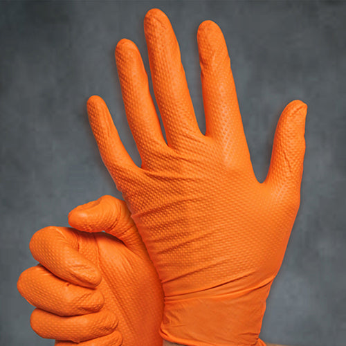 Safety Zone® Nitrile Powder Free 9 mil Textured Gloves, Orange, Med, Case of 1000 (SZNCAT455)