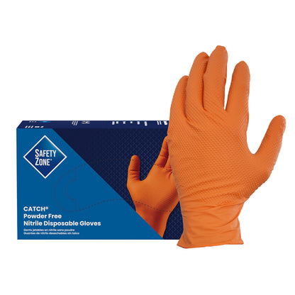 Safety Zone® Nitrile Powder Free 9 mil Textured Gloves, Orange, Lrg, Case of 1000 (SZNCAT456)
