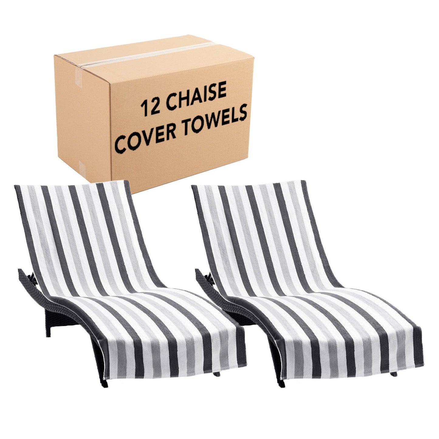 Hospeco® Cabo Cabana Chaise Cover 30x85 Black/Grey, Pack of 2 (CC-CABOCABANA-BK/GY)