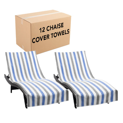 Hospeco® Cabo Cabana Chaise Cover 30x85 Grey/Navy, Pack of 2 (CC-CABOCABANA-GY/NV)
