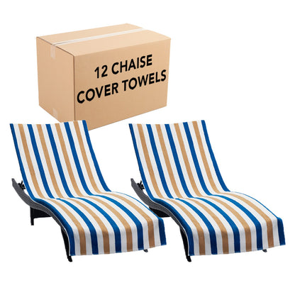 Hospeco® Cabo Cabana Chaise Cover 30x85 Navy/Beige, Pack of 2 (CC-CABOCABANA-NV/BG)