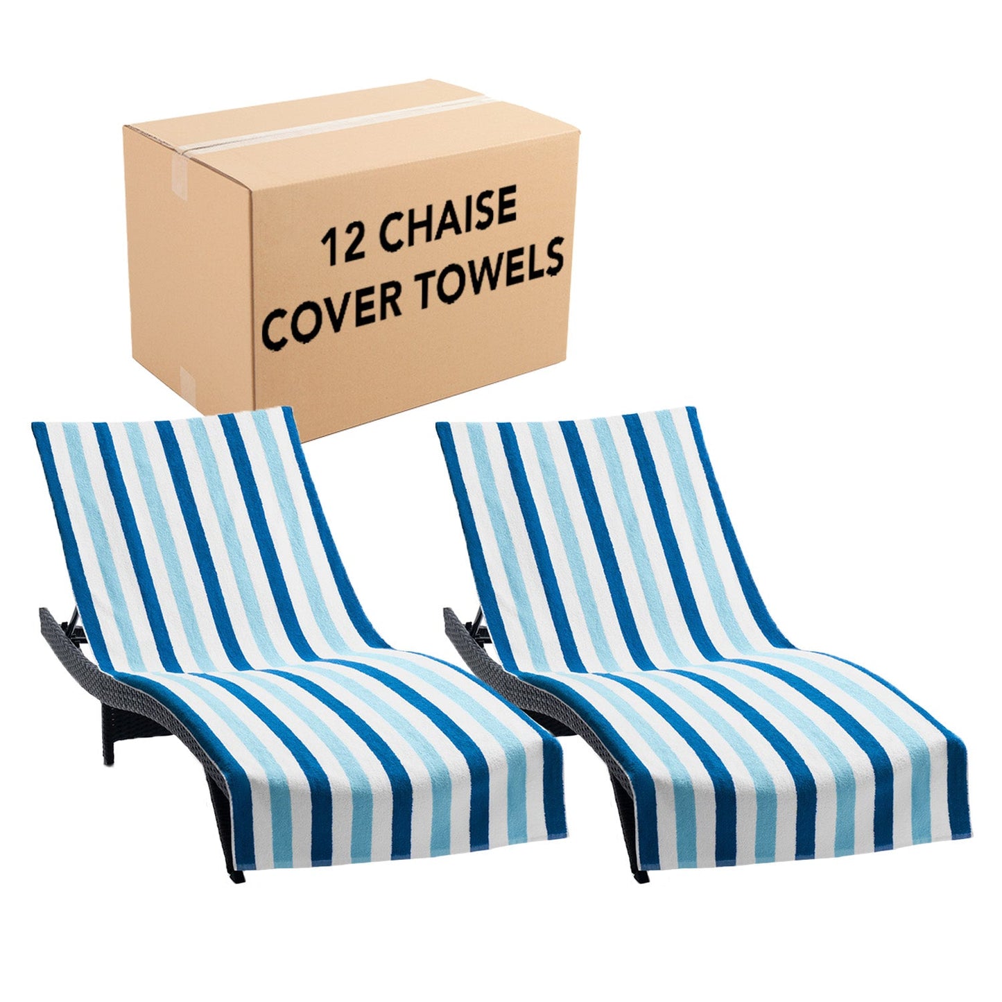 Hospeco® Cabo Cabana Chaise Cover 30x85 Navy/Blue, Pack of 2 (CC-CABOCABANA-NV/BL)