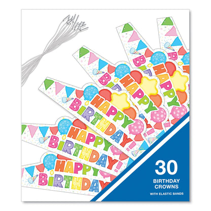 Carson-Dellosa Education Student Crown, Birthday, 14.5 x 5.13, Assorted Colors, 30/Pack (CDP101100)