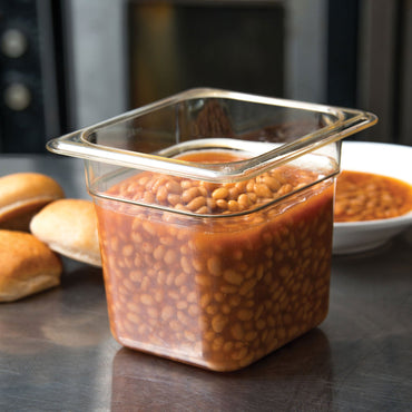 Carlisle StorPlus High Heat Food Pan, 2.5 qt, 6.38 x 6.75 x 6, Amber, Plastic (CFS3088513)