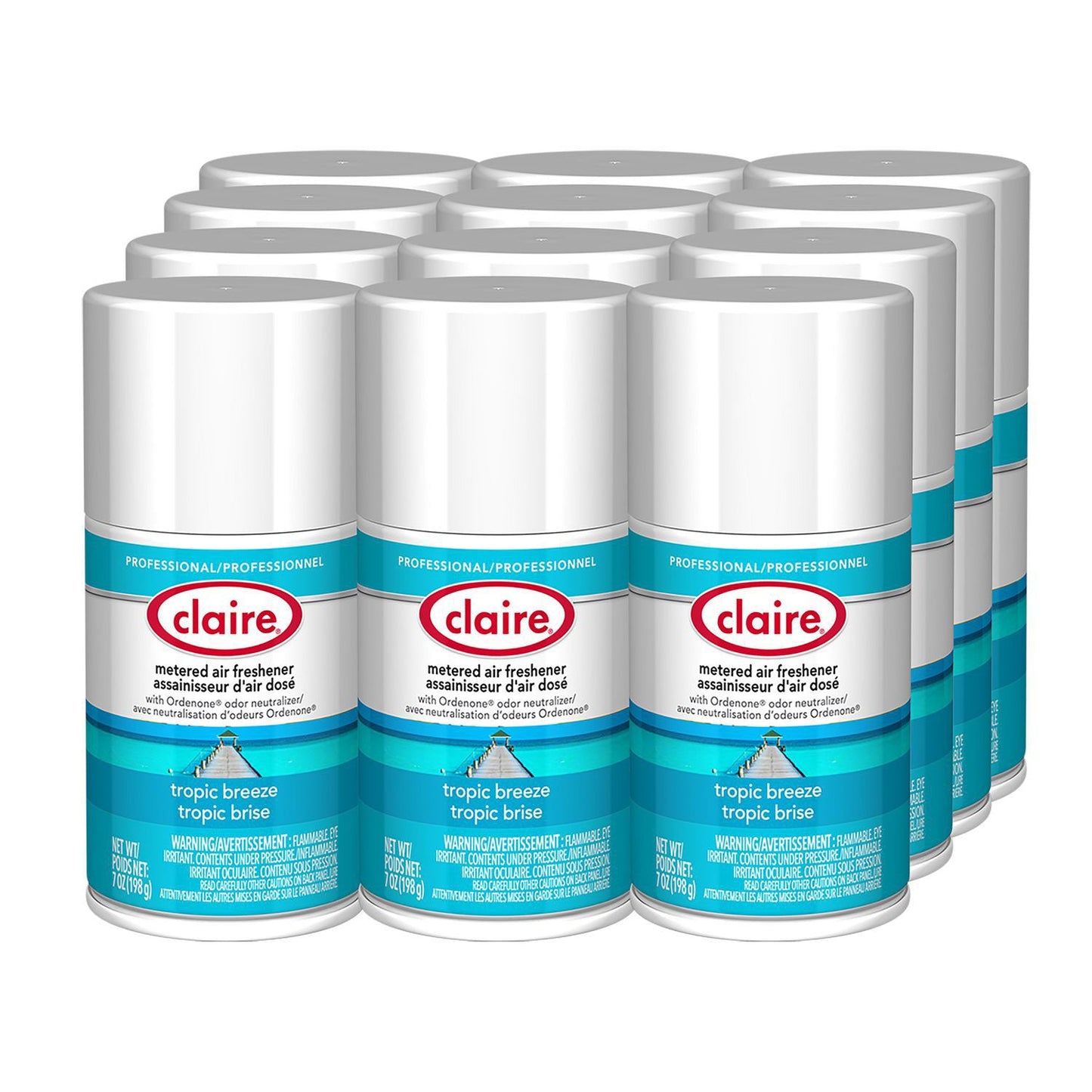 Claire Metered Air Freshener, 7 oz Aerosol Spray, Tropic Breeze, 12/Carton (CGC105)