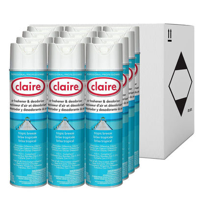 Claire Aerosol Air Freshener and Deodorizer, Tropic Breeze, 10 oz Aerosol Spray, 12 Cans (CGC165)