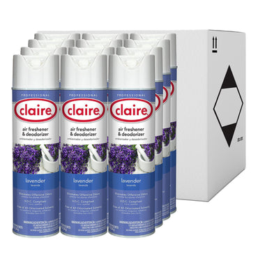 Claire Aerosol Air Freshener and Deodorizer, Lavender, 10 oz Aerosol Spray, 12 Cans (CGC191)