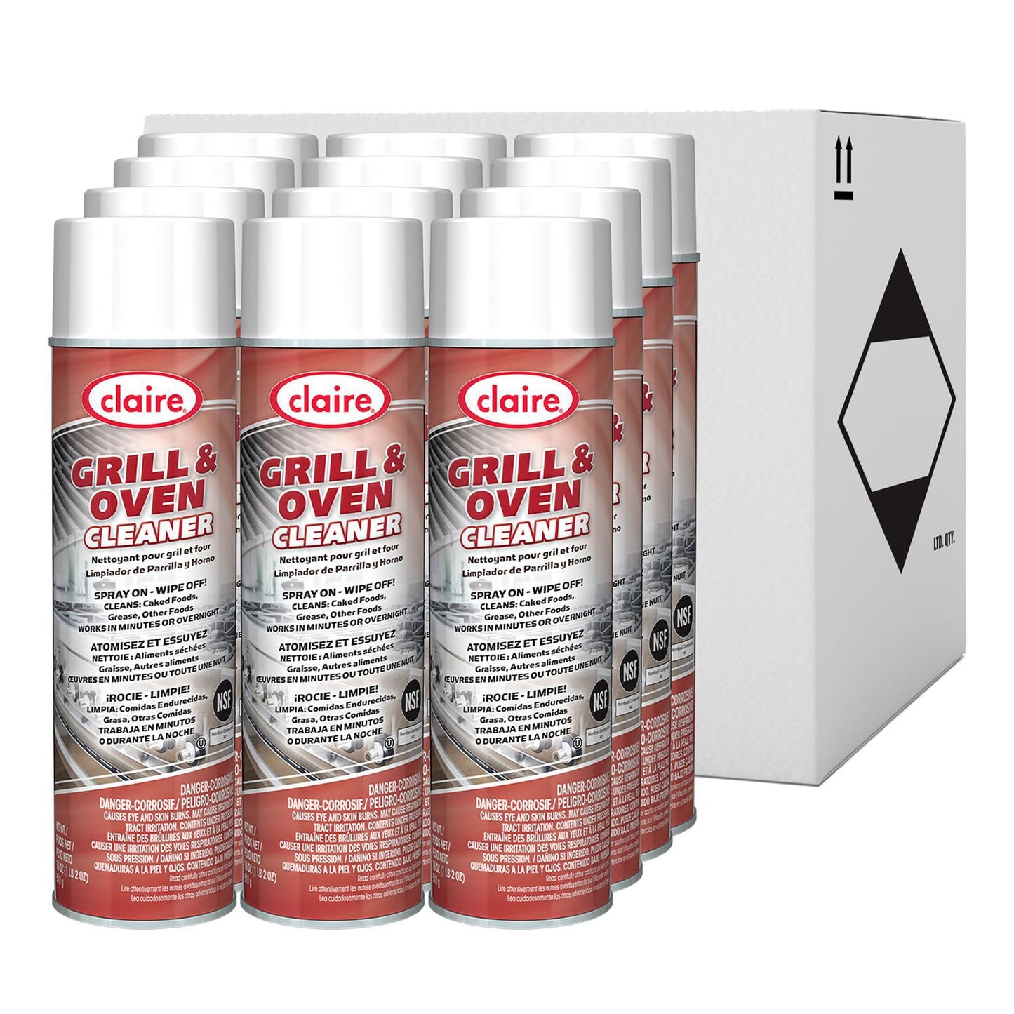 Claire Grill and Oven Cleaner, 18 oz Aerosol Spray, 12/Carton (CGC826)