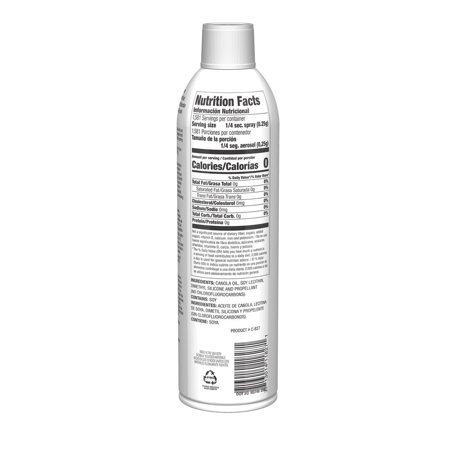 Claire Canola Oil Cooking Spray, 17 oz Aerosol Spray Can, 6/Carton (CGC8276)