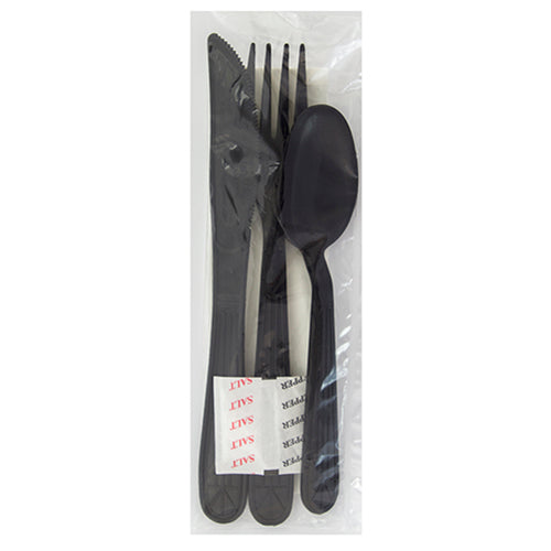 Safety Zone® Heavy Weight PP Fork Knife Teaspoon Nap 12x13 Salt Pepper Black, Case of 250 (SZNCKPPHW227)