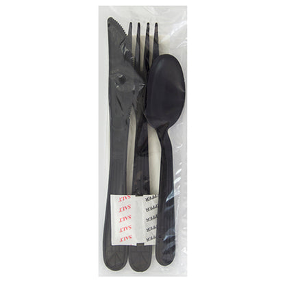Safety Zone® Heavy Weight PP Fork Knife Teaspoon Nap 12x13 Salt Pepper Black, Case of 250 (SZNCKPPHW227)