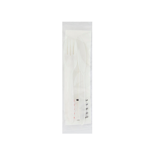 Safety Zone® Medium PP Fork Knife Napkin 12x13 Salt Pepper White, Case of 250 (SZNCKPPMW102)
