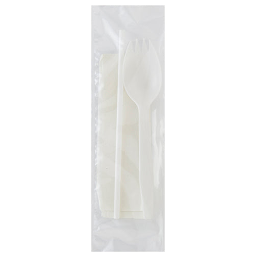 Safety Zone® Medium PP Spork Straw Napkin 8x10 White, Case of 1000 (SZNCKPPMW104)