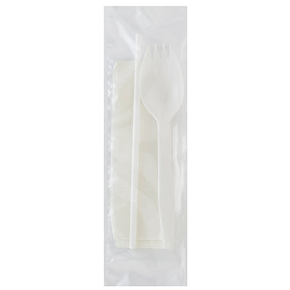 Safety Zone® Medium PP Spork Straw Napkin 8x10 White, Case of 1000 (SZNCKPPMW104)