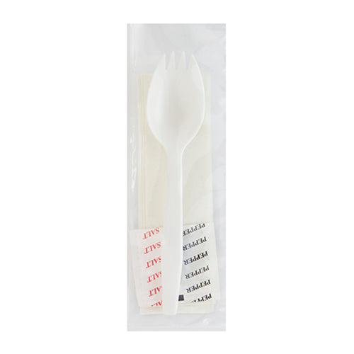 Safety Zone® Medium PP Spork Napkin 8x10 Salt Pepper White, 2.7g, Case of 1000 (SZNCKPPMW110-1)