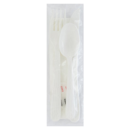 Safety Zone® Medium PP Fork Knife Tea Spoon, Napkin 12x13 Salt Pepper White, Case of 250 (SZNCKPPMW125)
