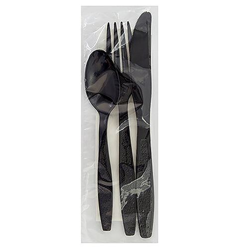 Safety Zone® Heavy Weight PS Fork Knife Teaspoon Nap 12x13 Salt Pepper Black, Case of 250 (SZNCKPSHW224)