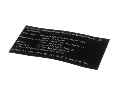 CMA Dish Machines 06217.10 Nsf Operating Req A2,Ah2,B2Cb2 (CMA06217-10)