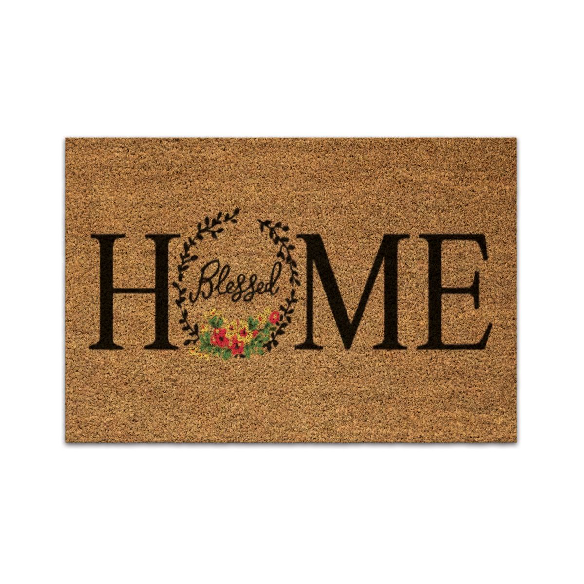 Arkwright Home® Natural Coir Printed Outdoor Rugs, 18x30, Home Blessed, 12/Case (COIR180MC-HB)