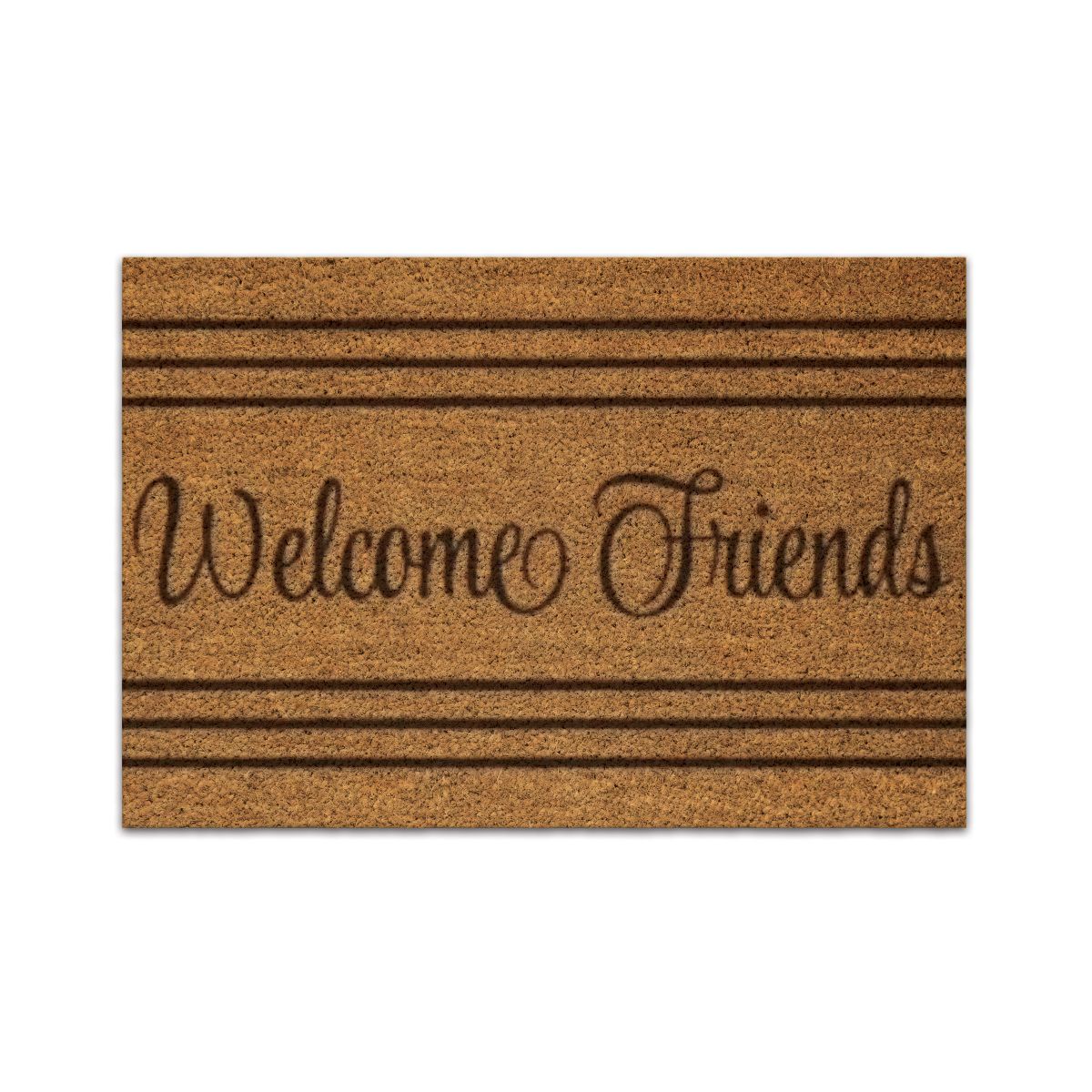 Arkwright Home® Natural Coir Printed Outdoor Rugs, 16x24, Welcome Friends (P-COIR1624SC-WF)