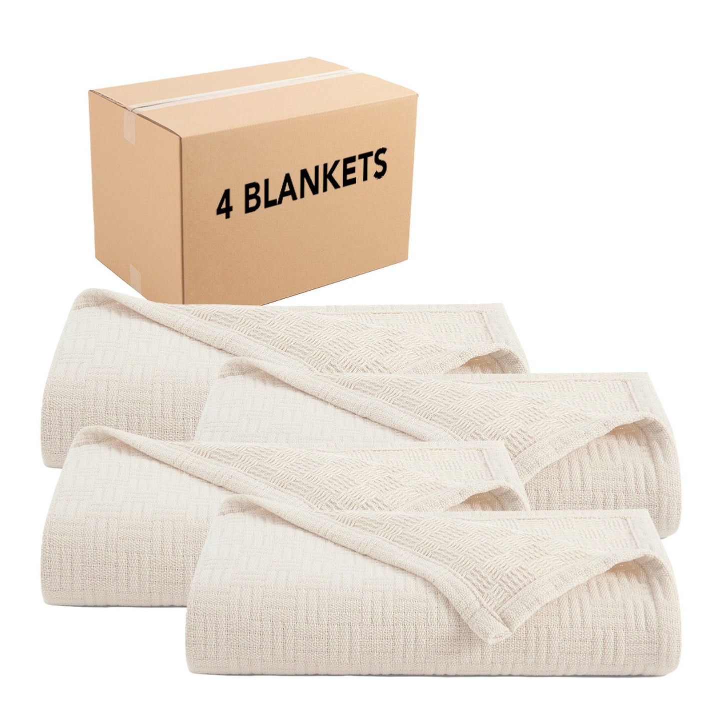 Arkwright Home® Host & Home Cotton Bed Blanket Twin Beige, 4/Case (BLKT-COT-6890-BG)