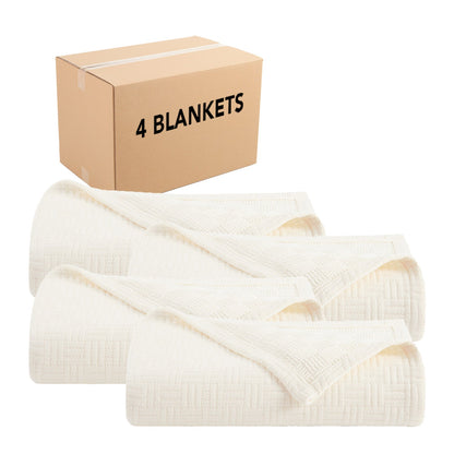 Arkwright Home® Host & Home Cotton Bed Blanket Queen Ivory, 4/Case (BLKT-COT-9090-IV)