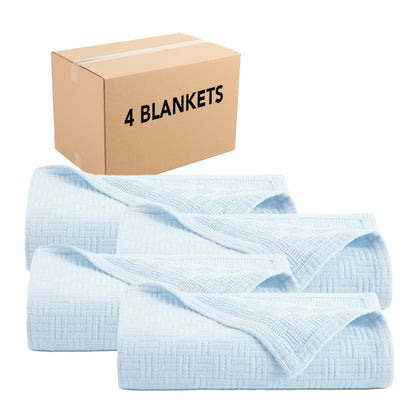 Arkwright Home® Host & Home Cotton Bed Blanket King Light Blue, 4/Case (BLKT-COT-10490-LB)