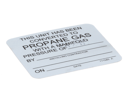 Convotherm 111585 Label;Natural To Propane Gas C (COV111585)