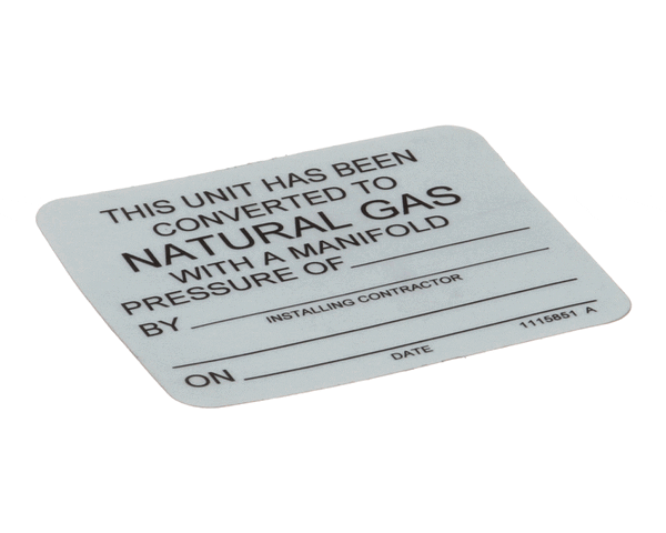 Convotherm 1115851 Label;Propane To Natural Gas C (COV1115851)