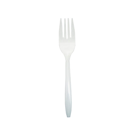 Safety Zone® Medium Weight Polypropylene Unwrapped, Fork, White, Case of 1000 (SZNCPPMDFKBKW1)