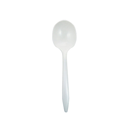 Safety Zone® Medium Weight Polypropylene Unwrapped, Soup Spoon, White, Case of 1000 (SZNCPPMDSSBKW1)