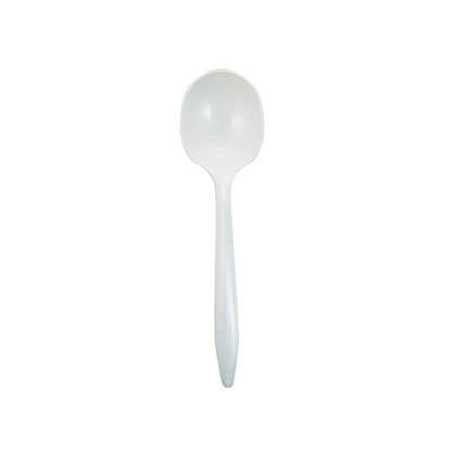 Safety Zone® Medium Weight Polypropylene Unwrapped, Soup Spoon, White, Case of 1000 (SZNCPPMDSSBKW1)