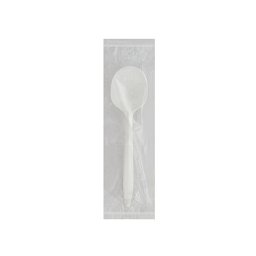 Safety Zone® Medium PP Individually Wrapped Soup Spoon, White, Case of 1000 (SZNCPPMDSSIWW4)
